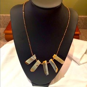 SEED BEAD NECKLACE WITH 2” STONES